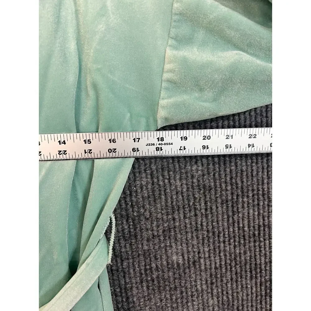 Vintage Maggie McQuade Mint Green Velvet Robe Long Lace Trim Dressing Gown Small